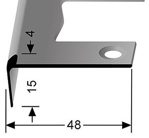 Schodový profil pro krytiny do 6 mm (pro snadné ohýbání) Stříbro F4