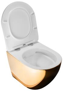 Závěsná WC mísa REA CARLO Flat Mini - Zlatá-bílá