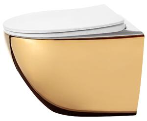 Závěsná WC mísa REA CARLO Flat Mini - Zlatá-bílá