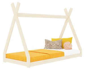 Dětská domečková postel SIMPLY 2v1 ve tvaru teepee - Nelakovaná, 90x200 cm