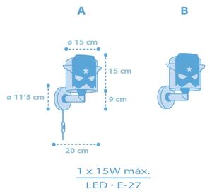 Dalber 61819 - Dětské nástěnné svítidlo BLUE HERO 1xE27/15W/230V