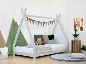Dětská dřevěná postel NAKANA ve tvaru teepee - Světle šedá, Rozměr: 80x160 cm