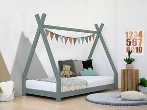Dětská dřevěná postel NAKANA ve tvaru teepee - Šalvějová zelená, Rozměr: 80x160 cm