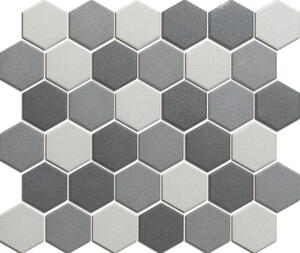 The Mosaic Factory Obklad keramická šedá Mozaika HEX 5 Dark Grey Mix hexagony 5,1x5,9 (28,1x32,5) cm - LOH10MIX1