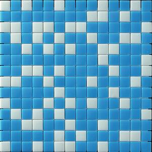 Hisbalit Obklad skleněná bílá; modrá Mozaika ISLA NON SLIP B 2,5x2,5 (33,3x33,3) cm - 25ISLABH