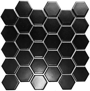 FIN Obklad keramická černá Mozaika HEXAGON 5 Černá Mat hexagony 5,1x5,9 (27x28,5) cm - LAMH13317