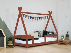 Dětská dřevěná postel NAKANA ve tvaru teepee s bočnicí - Cihlová, Rozměr: 80x160 cm