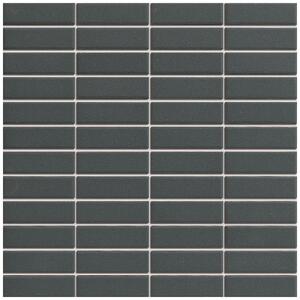 The Mosaic Factory Obklad keramická černá Mozaika 7 Black 7,3x2,3 (30x30) cm - LO7317