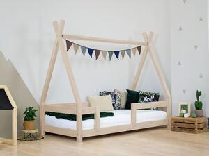 Dětská dřevěná postel NAKANA ve tvaru teepee s bočnicí - Béžová, Rozměr: 80x160 cm