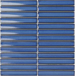 The Mosaic Factory Obklad keramická modrá Mozaika Jeans Blue 2x14,5 (29,6x29,9) cm - SEF20600