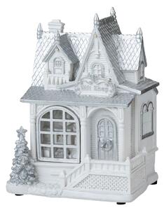 Bílý svítící vánoční domek - 12*16*21cm