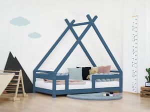 Dětská domečková postel TAHUKA ve tvaru týpí s bezpečnostní zábranou - Námořnická modrá, Rozměr: 80x160 cm