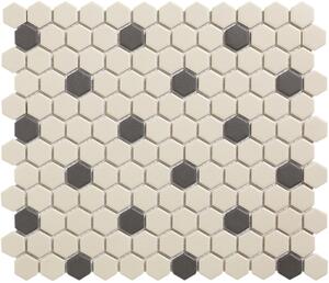 The Mosaic Factory Keramická mozaika bílá; černo-bílá Mozaika HEX 2 Mayfair 18 2,3x2,6 (26x30) cm - LOH-Mayfair18