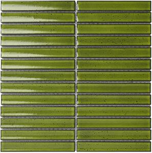 The Mosaic Factory Obklad keramická zelená Mozaika Green 2x14,5 (29,6x29,9) cm - SEF20550