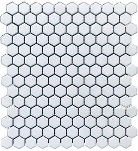 FIN Obklad keramická bílá Mozaika HEXAGON 2 Bílá Mat hexagony 2,3x2,6 (27,5x30) cm - LAMH23010