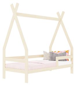 Dětská dřevěná postel SAFE 5v1 ve tvaru teepee se zábranou - Světle modrá, 90x180 cm, S otevřeným vstupem