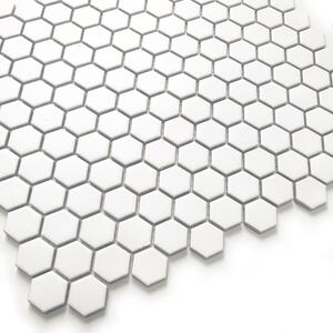 FIN Obklad keramická bílá Mozaika HEX 2 Bílá Mat hexagony 2,3x2,6 (27,5x30) cm - LAMH23010