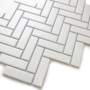 FIN Keramická mozaika bílá Mozaika PARKET Bílá Mat 2,2x7,2 (27,4x31,8) cm - PAHM140