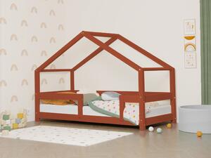 Dětská postel domeček LUCKY s pevnou bočnicí - Cihlová, Rozměr: 70x160 cm