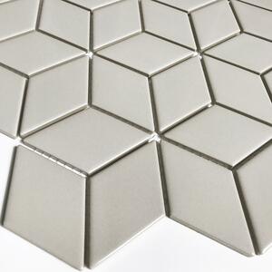 FIN Obklad keramická šedá Mozaika RHOMBUS Taupe Lesk 4,8x8,3 (26,7x30,9) cm - ROMB013