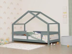Dětská postel domeček LUCKY s pevnou bočnicí - Šalvějová zelená, Rozměr: 70x160 cm