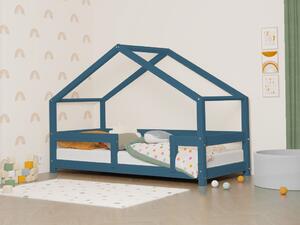 Dětská postel domeček LUCKY s pevnou bočnicí - Námořnická modrá, Rozměr: 70x160 cm