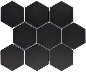 FIN Obklad keramická černá Mozaika HEXAGON 10 Černá Mat hexagony 9,5x11 (29,5x25,6) cm - AMH95317