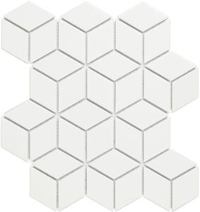 FIN Obklad keramická bílá Mozaika RHOMBUS L Bílá Mat 4,8x8,3 (26,7x30,9) cm - PACU140