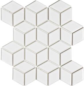 FIN Obklad keramická bílá Mozaika RHOMBUS Bílá Lesk 4,8x8,3 (26,7x30,9) cm - PACU100
