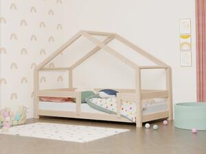 Dětská postel domeček LUCKY s pevnou bočnicí - Béžová, Rozměr: 90x200 cm