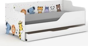 Dětská postel s pohádkovými zvířátky 160x80 cm