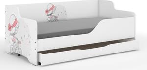 Dětská postel s motivem holčičky na kole 160x80 cm
