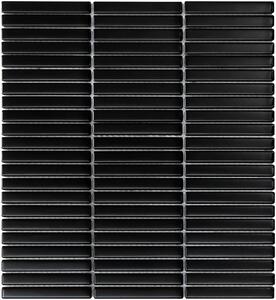 The Mosaic Factory Keramická mozaika černá Mozaika Black Mat Mini Fingers 1,2x9,2 (28,2x30,8) cm - SEF12925