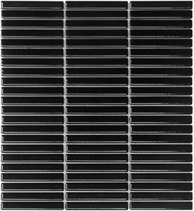 The Mosaic Factory Keramická mozaika černá Mozaika Black Glossy Mini Fingers 1,2x9,2 (28,2x30,8) cm - SEF12915