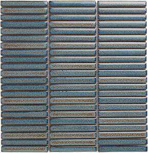The Mosaic Factory Obklad keramická modrá Mozaika Grey Blue Mini Fingers 1,2x9,2 (28,2x30,8) cm - SEF12325