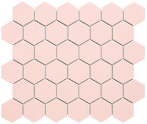 The Mosaic Factory Obklad keramická růžová Mozaika HEX5 Rose Glossy hexagony 5,1x5,9 (28,1x32,5) cm - AFH13072