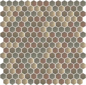 Hisbalit Obklad skleněná zlatá Mozaika 713 HEXAGON hexagony 2,3x2,6 (33,3x33,3) cm - HEX713MH
