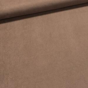 Polyesterový úplet 8010-007 UNI jednobarevný světle hnědý, vzhled broušené kůže, š.150cm (látka v metráži)