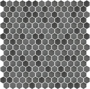 Hisbalit Obklad skleněná šedá Mozaika 723 HEXAGON hexagony 2,3x2,6 (33,3x33,3) cm - HEX723MH