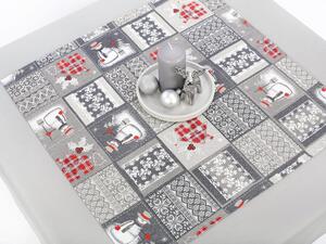 Dreamy Linens Ubrus bavlněný, šedý Zimní patchwork, 70 x 70  cm