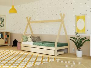 Rostoucí dětská postel SWITCH 2v1 ve tvaru teepee s úložným šuplíkem - Transparentní vosková lazura matná, 90x180 cm