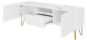 TV skříňka/stolek Animere White ARTV144, Barva: bílá / bílá + mramor bianco Mirjan24 5903211275692
