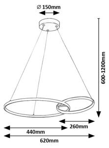 Rabalux 72296 - LED Lustr na lanku EMILION LED/36W/230V černá/zlatá