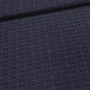 Šatovka směsová 2826 B, modrá, černý žakárový vzor, š.140cm (látka v metráži)