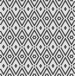 Hisbalit Obklad skleněná bílá; černá; černo-bílá Černobílá Mozaika RITMO hexagony 2,3x2,6 (33,3x33,3) cm - HEXRTM
