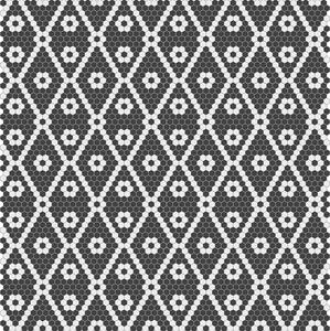 Hisbalit Obklad skleněná bílá; černá; černo-bílá Černobílá Mozaika BLUES hexagony 2,3x2,6 (33,3x33,3) cm - HEXBLS
