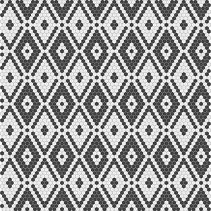 Hisbalit Obklad skleněná bílá; černá; černo-bílá Černobílá Mozaika MELODIA hexagony 2,3x2,6 (33,3x33,3) cm - HEXMLD