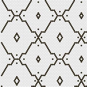 Hisbalit Obklad skleněná bílá; černá; černo-bílá Černobílá Mozaika ARPEGIO hexagony 2,3x2,6 (33,3x33,3) cm - HEXARP