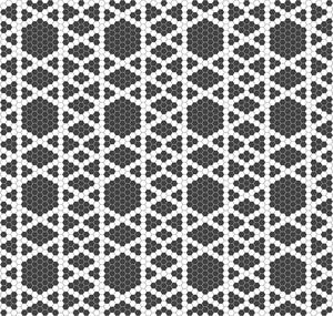 Hisbalit Obklad skleněná bílá; černá; černo-bílá Černobílá Mozaika SOPRANO hexagony 2,3x2,6 (33,3x33,3) cm - HEXSPR