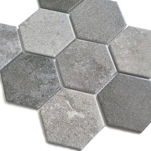 FIN Keramická mozaika šedá Mozaika HEX10 MIX Beton Šedá Mat 9,5x11 (26,5x29,6) cm - HST95MIX1